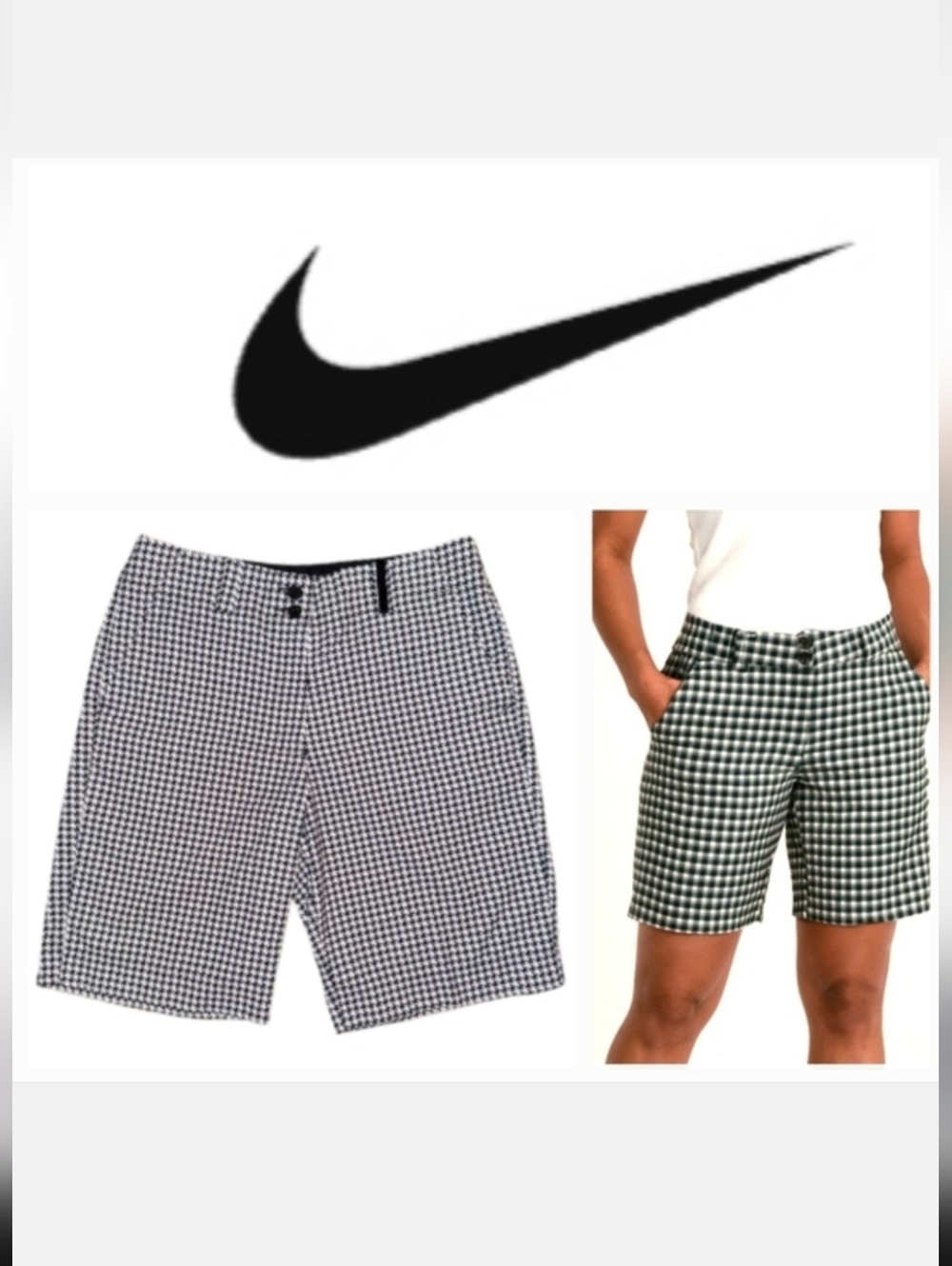 Nike Golf Dry Fit Bermuda Shorts Black/White Houndstooth Sz 8 US M